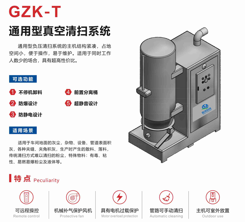 GZK-T通用型高真空负压除尘系统 GZK-T通用型高真空负压除尘系统